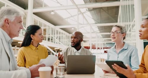 Business people, meeting and planning strategy in startup company, marketing agency