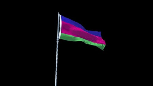 Blue Pink Green Striped Flag Waving Loop Animation