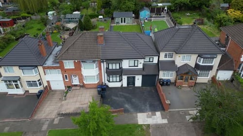 Houses of Birmingham in the UK Aerial View