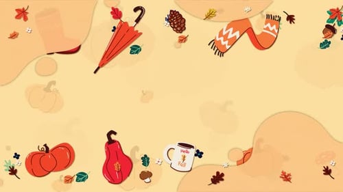 Charming Autumn Fall Season Elements Animated Loop Background
