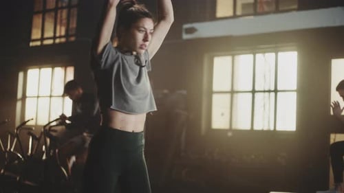Friends exercising at gym