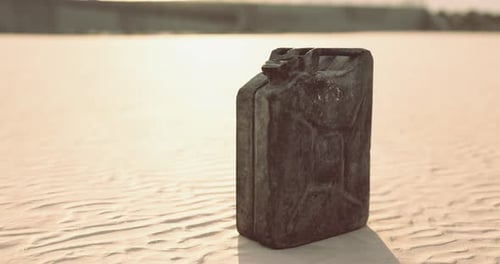 Natural Desert Environment with Old Jerrycan