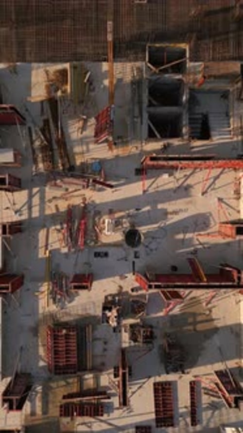 A Drone Video Showcasing a Topdown View of a Construction Site The Image Captures the Building's