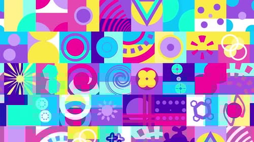 Seamless Pattern Of Pop And Colorful Abstract Geometric Animated Shape