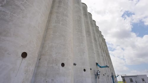 View Of Grain Elevator Towers And Machinery