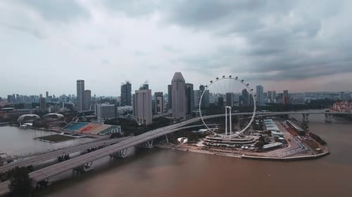 Aerial View of Marina Bay Sands and Landmarks in Singapore