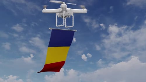 Drone Carrying Romania Flag