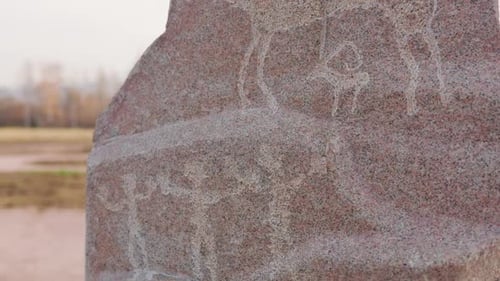 Rock Paintings Carvings Ant Open Air Museum in Almaty