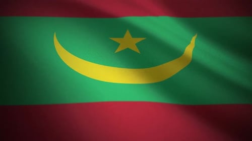 Realistic Waving Flag of Mauritania Looping Animation