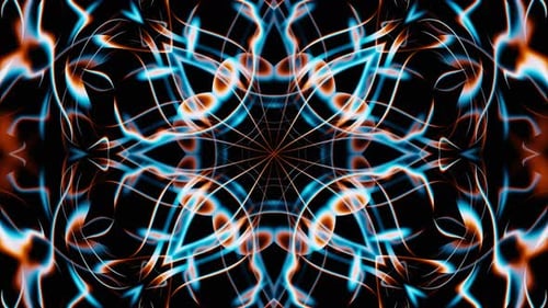 Abstract Energy Waves Blue and Orange Kaleidoscope Vj Loop Animation