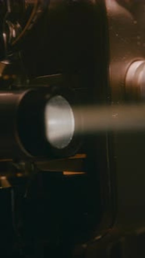 Vintage Movie Projector Close Up with Bright Light