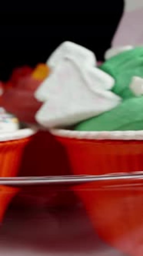 Decorated Cupcakes with Colorful Frosting and Candies