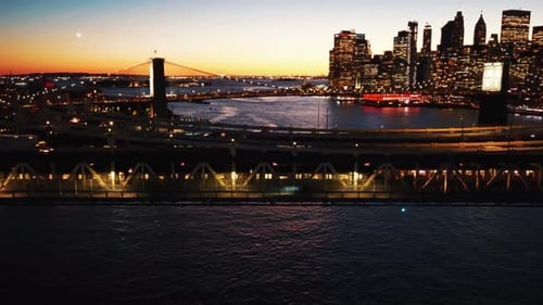 Brooklyn Bridge and Manhattan Skyline at Twilight