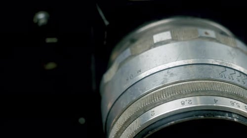 Close Up Vintage Camera Revolves Lens Macro Focus Zoom