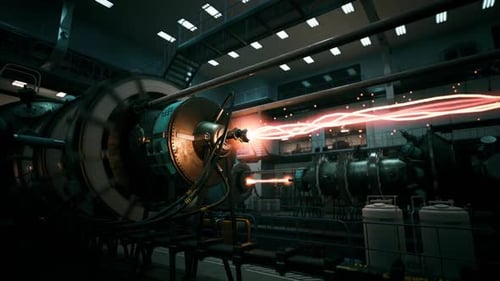 Futuristic Energy Core with Plasma Beam Discharge Animation
