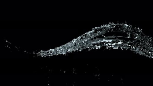 Verschiedene Wasserformen, die sich bewegen und fließen, Spritzer und Flüssigkeitsbewegungen