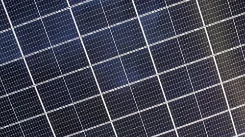 Top View on Sustainable Solar Panels at Photovoltaic Power Station Outdoors
