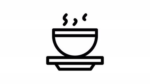 Hot Soup Bowl Icon Flat Design Animated Loop