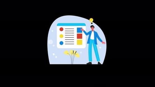 Person presenting a colorful infographic with idea bulb