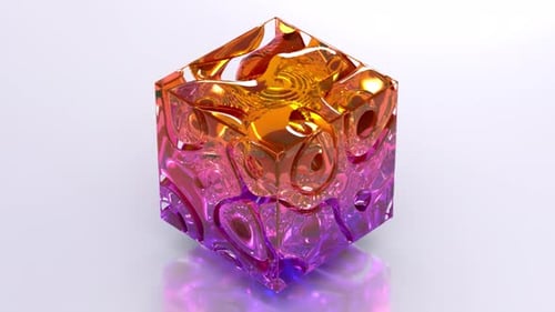 Gradient Glass 3D Cube 41 4K