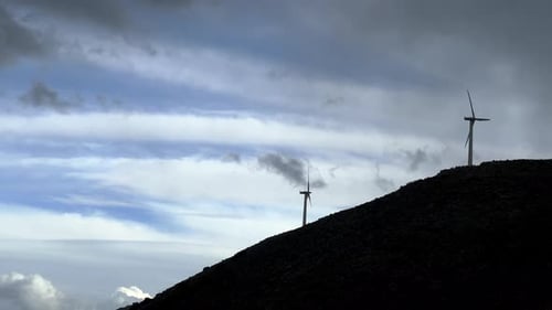 wind turning on the edge of the mountainf ecofriendly