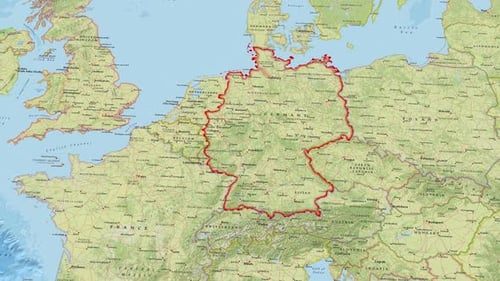 Animated Map of Germany with Zoom and Highlighted Borders