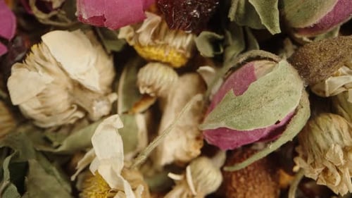 Dried Herbs and Flower Mixture Close Up View