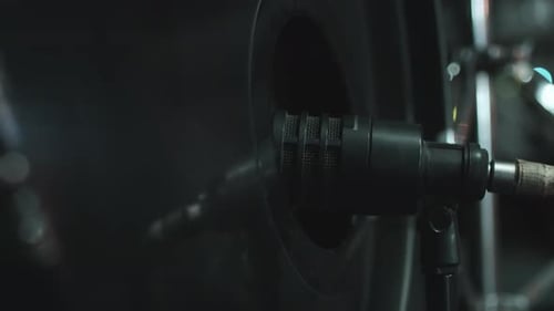 Microphone in Front of Drum Close Up Footage