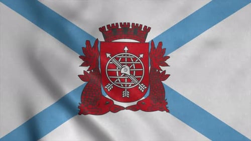 Flagge von Rio De Janeiro, Brasilien, weht im Windhintergrund