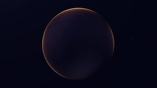 Looping orange glowing sphere with solar edge light on a dark background