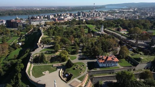 Kalemegdan Park. Belgrade. Serbia. Panorama of the city. Aerial view.