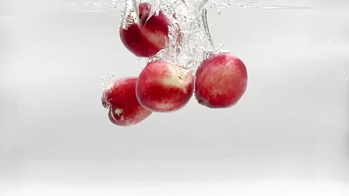 Nectarines Splashing into Water in Slow Motion