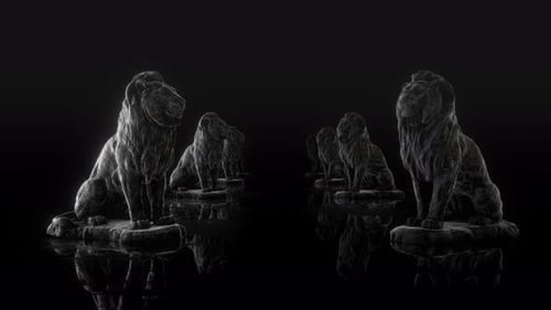 Hall Of Dark Stone Lion Statues