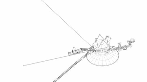 Linienkunst einer Raumsonde mit Parabolantenne
