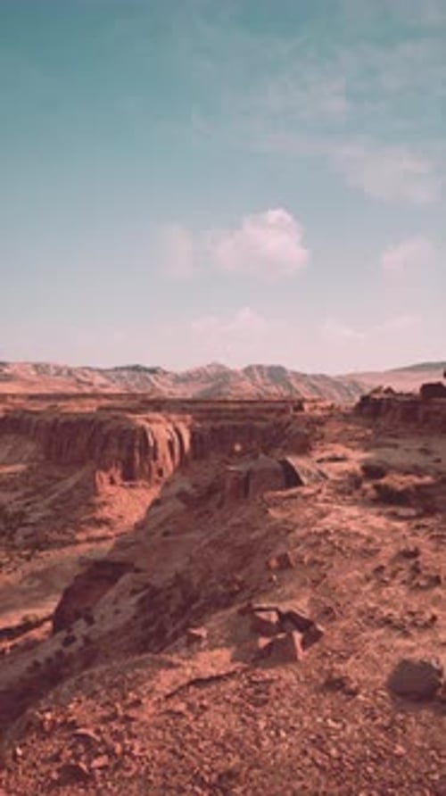 Rocky Desert Landscape Under Clear Sky