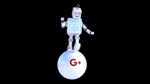 Funny Robot Running in loop with alpha channel on Google Plus Logo