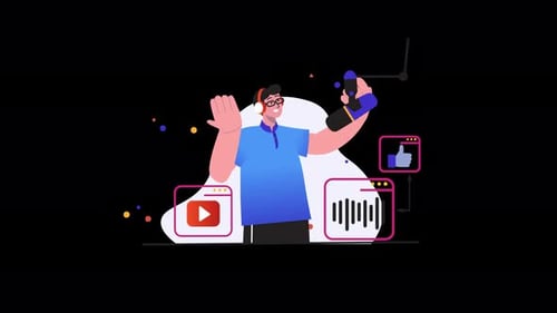 Animated Digital Creator Podcasting and Streaming Online Illustration