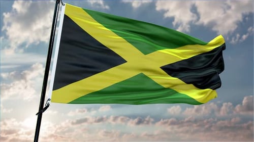 Jamaica Flag Background Realistic Waving In The Wind 4K