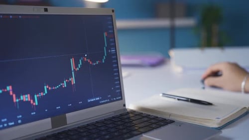 Happy and excited stockbroker wins and stocks gain value.