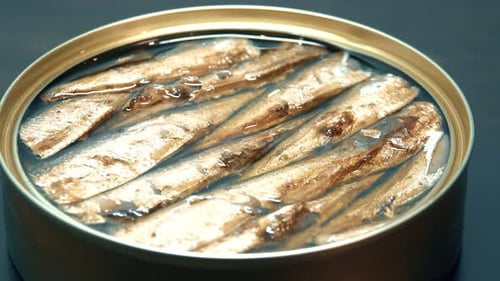 Canned Fish in Oil, Close Up Food