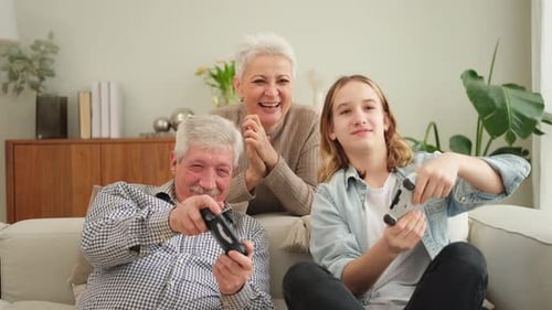 Family Having Fun Playing Video Games Together