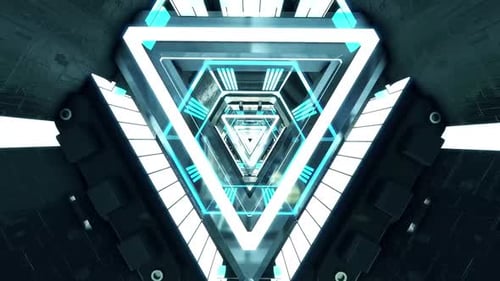 Futuristic Neon Tunnel with Abstract Geometric Patterns