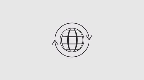Hand Drawn Globe with Rotating Arrows Animation