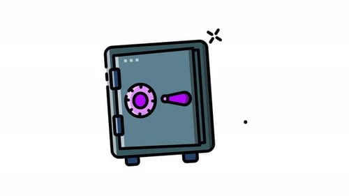 Animated Flat Design Safe with Bitcoin Crypto Coins