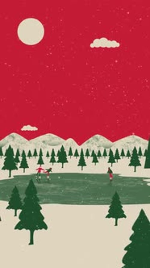 Animated Winter Wonderland Ice Skating Christmas Scene