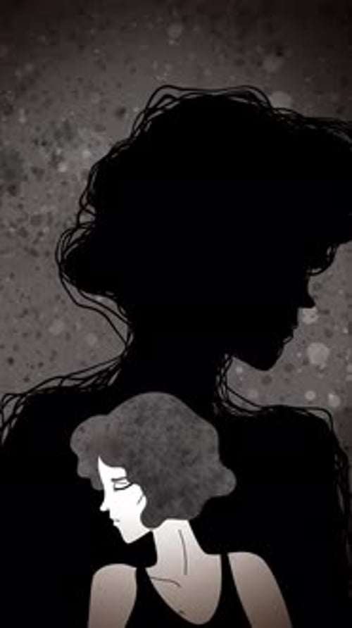 woman with her shadow representing the unconscious behind her