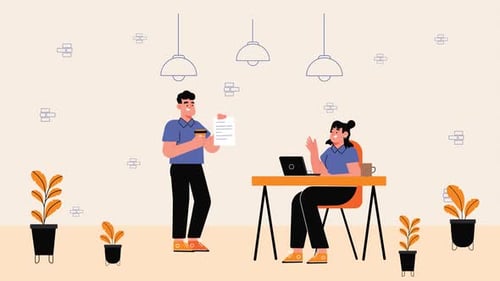 2D Flat Design Animation of Business Meeting and Office Communication