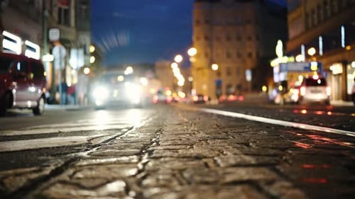 Night Traffic On A City Road