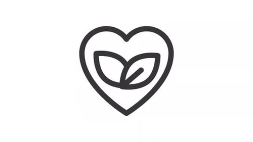 Animated Heart with Leaves Icon for Nature and Health Concepts