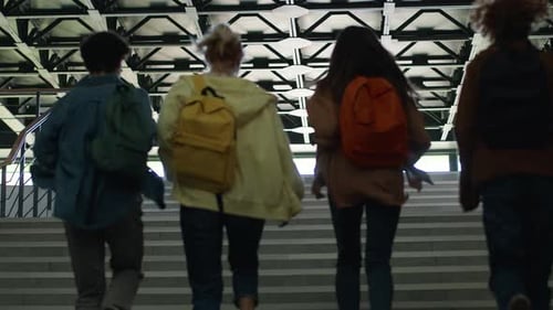 View From Behind University Back to School College Pupils Students People Girls Guys Boys Women